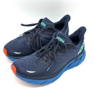HOKA One One Clifton 8 Mens 10 Navy Blue Max Cushion Breathable Mesh Sneakers
